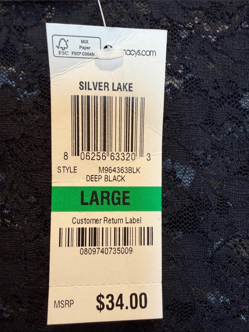 Black Lace Long Sleeve Top Bar III New With Tags Large - Picture 3 of 4